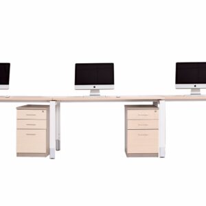Oblique 3 Person Straight Desk Soft Maple