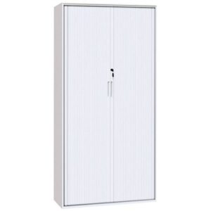Sylex Metal Tambour Cupboard Lockable 900x520x1980mm Matte White