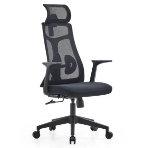 Sylex Morse Mesh High Back Office Chair Fixed Arms Black Anti Microbial Fabric